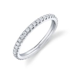 Shy Creation Round Diamond White Gold Eternity Band 2.4mm