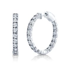Shy Creation White Gold Diamond Inside Out Hoop Earrings 1ctw