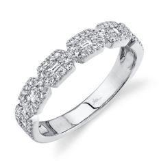 Shy Creation White Gold Round and Baguette Diamond Ring 1/2ctw