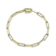 Shy Creation Yellow Gold Diamond Link Bracelet 3/4ctw