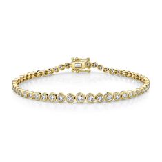 Shy Creation Yellow Gold Diamond Tennis Bracelet 1 7/8ctw