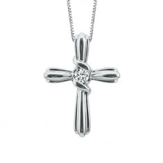 Sirena Cross Diamond Pendant Necklace 1/12ct