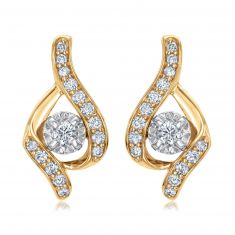 Sirena Two-Tone Diamond Bypass Earrings 1/3ctw