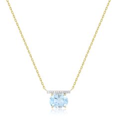 Sky Blue Topaz and 1/20ctw Diamond Yellow Gold Necklace