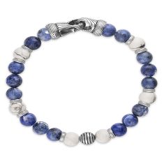 Sodalite and Howlite Beaded Bracelet in Sterling Silver
