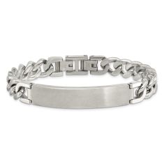 Stainless Steel Brushed and Polished Curb Chain ID Bracelet