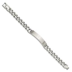 Stainless Steel Brushed and Polished Curb Chain ID Bracelet