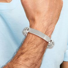 Stainless Steel Brushed and Polished Curb Chain ID Bracelet