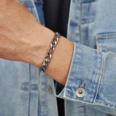 Stainless Steel Figaro Chain Bracelet | 9mm | 9 Inches