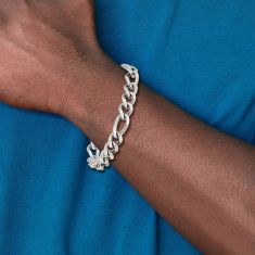 Stainless Steel Polished Figaro Chain Bracelet 9mm - 8.25 Inches