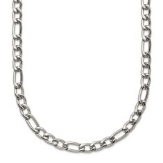 Stainless Steel Polished Figaro Chain Necklace 4mm - 20 Inches