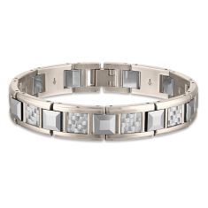 Stainless Steel, Tungsten, and Grey Carbon Men's Link Bracelet