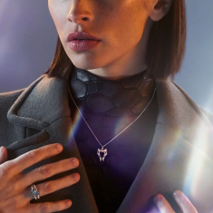 Star Wars™ Fine Jewelry Ahsoka Tano 1/6ctw Diamond Sterling Silver Pendant Necklace | The Mandalorian