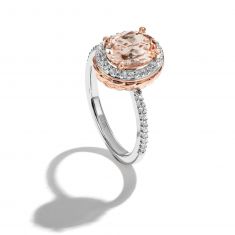 Star Wars™ Fine Jewelry Princess Leia Galactic Royalty Morganite and 1/6ctw Diamond Two-Tone Halo Ring | Celestial Love