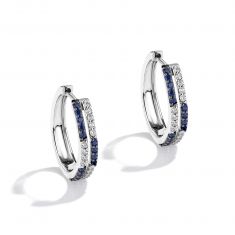 Star Wars™ Fine Jewelry R2-D2 1/4ctw Diamond and Blue Sapphire Sterling Silver Hoop Earrings | Friendship