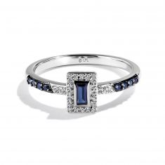 Star Wars Fine Jewelry R2-D2 Baguette Blue Sapphire and 1/10ctw Diamond Sterling Silver Ring | Friendship