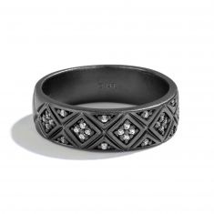 Star Wars™ Fine Jewelry Han Solo I Know 1/5ctw Diamond Black Rhodium-Plated Wedding Band | Celestial Love | Men's | Size 10