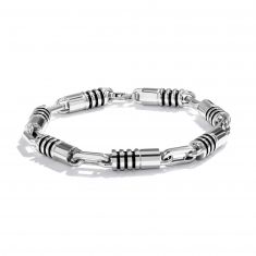 Star Wars™ Fine Jewelry Luke Skywalker A Jedi's Mark Sterling Silver and Black Rhodium Link Bracelet | Balance of Nature | Men's