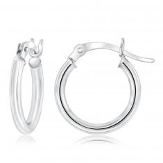 Sterling Silver 15mm Polished Hoop Earrings
