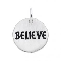 Sterling Silver Believe Flat Charm Tag