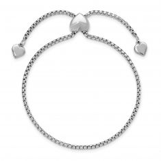 Sterling Silver Box Heart Bolo Bracelet | 2mm | 9 Inches