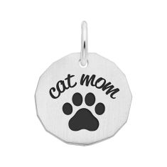 Sterling Silver Cat Mom Flat Charm