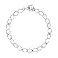 Sterling Silver Dapped Curb Link Classic Charm Bracelet