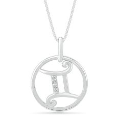 Sterling Silver Diamond Accent Gemini Zodiac Pendant Necklace