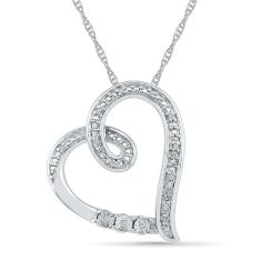 Sterling Silver Diamond Accent Loop Heart Pendant