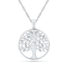 Sterling Silver Diamond Accent Tree of Life Pendant