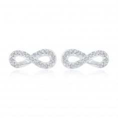 1/15ctw Diamond Sterling Silver Infinity Stud Earrings