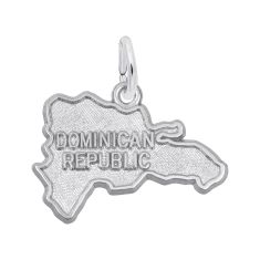 Sterling Silver Dominican Republic Map Flat Charm