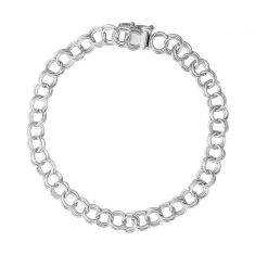 Sterling Silver Double Link Curb Classic Charm Bracelet