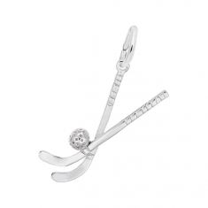Sterling Silver Field Hockey Sticks with Ball Flat Charm