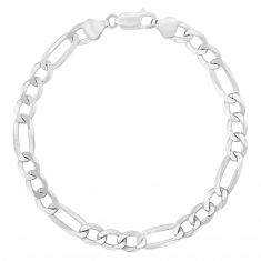 Sterling Silver Figaro Chain Bracelet, 8 Inches