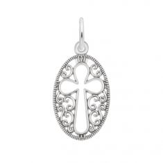 Sterling Silver Filigree Cross Flat Charm