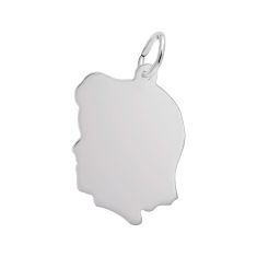 Sterling Silver Flat Girl's Head Large Flat Charm
