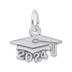 image of Sterling Silver Graduation Cap 2024 Flat Charm with sku:10675401000