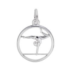 Sterling Silver Gymnast on Balance Beam Cut-Out Flat Charm