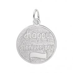 Sterling Silver Happy Anniversary Disc Flat Charm