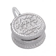 Sterling Silver Happy Birthday Cake 3D Charm