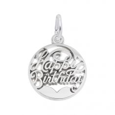 Sterling Silver Happy Birthday Open Disc Flat Charm