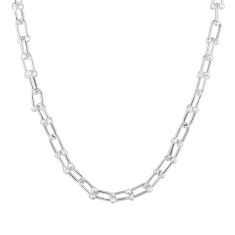 Sterling Silver Hollow Fancy Link Chain Necklace 7.5mm - 20 Inches