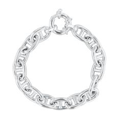 Sterling Silver Hollow Mariner Link Chain Bracelet 10.8mm - 7.25 Inches