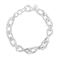Sterling Silver Hollow Oval and Infinity Link Chain Bracelet 10.6mm - 8.5 Inches