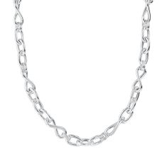 Sterling Silver Hollow Oval and Infinity Link Chain Necklace 10.6mm - 22 Inches