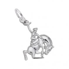Sterling Silver Horse and Cowboy 3D Charm