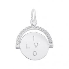 Sterling Silver I Love You Spinner 3D Charm