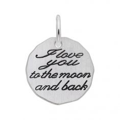 Sterling Silver I Love You To The Moon Flat Charm