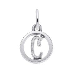 Sterling Silver Initial C Small Open Disc Flat Charm